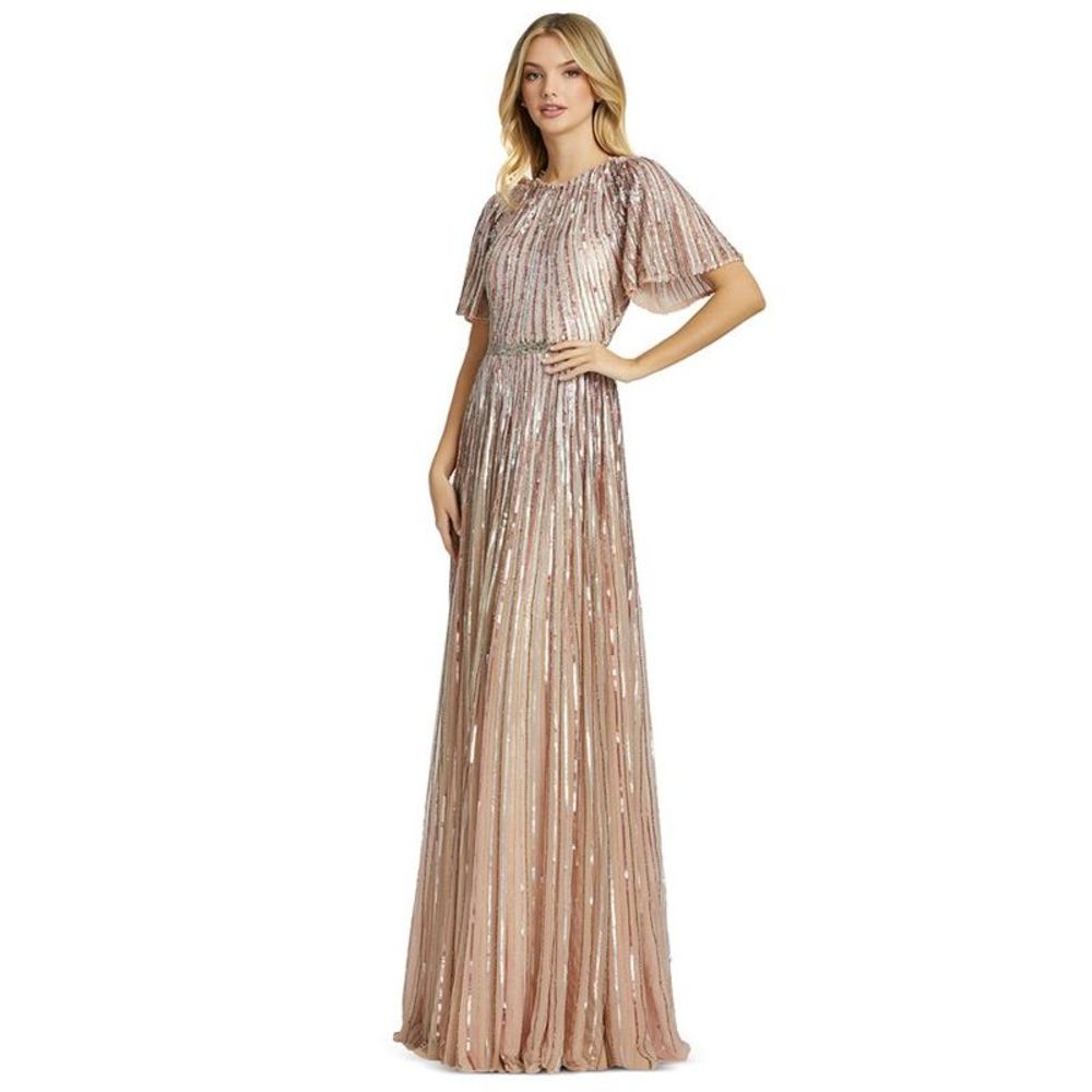 Mac Duggal Women's Sequined Gown Pink/Natural Size 12